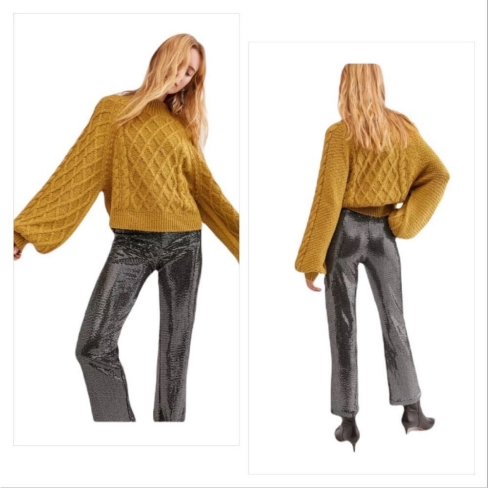 NWT!!! FREE People Shine On Pants in Black Combo size 4